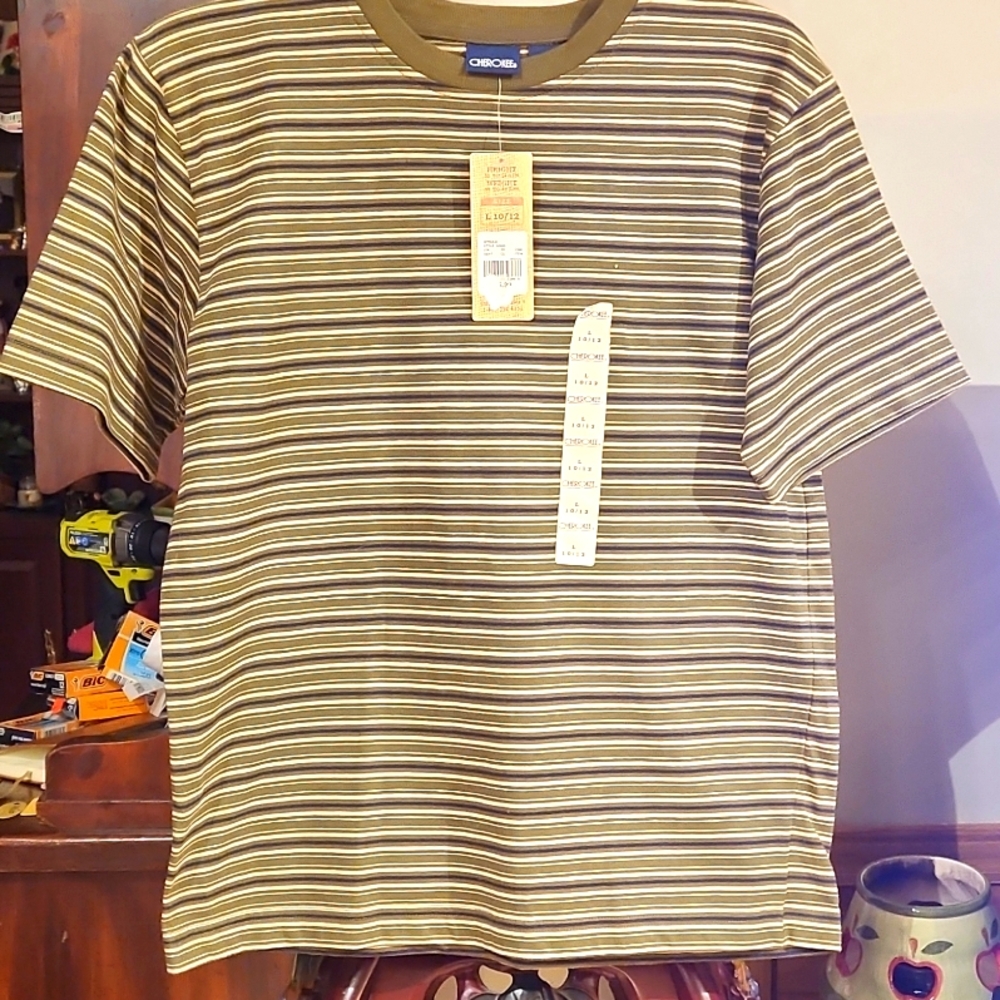 NEW BOYS CHEROKEE SHORT SLEEVES TEE SHIRT SIZE (12) STRIPE. CLEARANCE